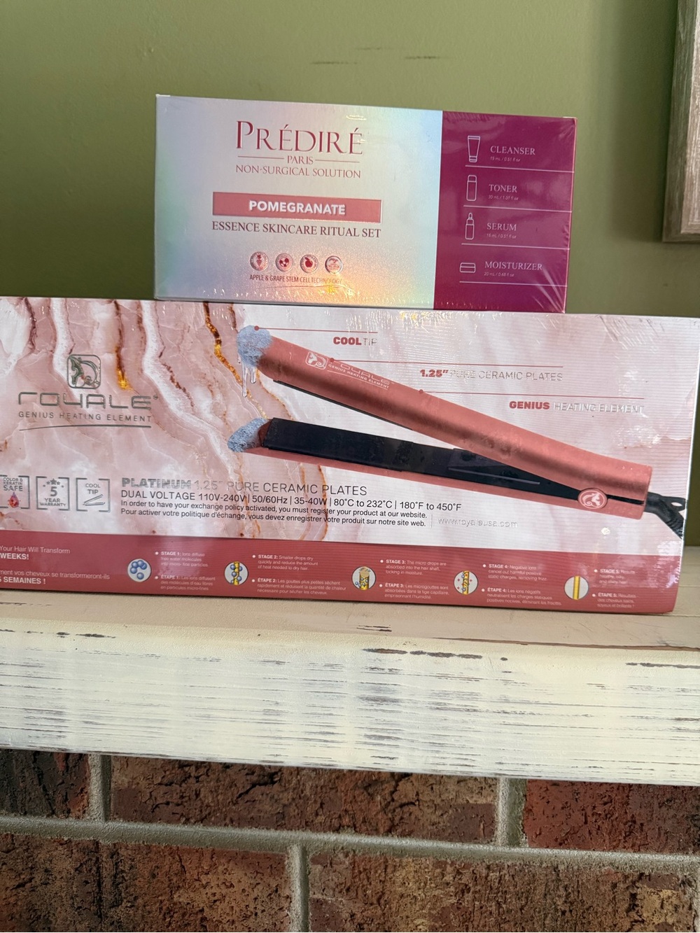 Rose Gold Ceramic Flat Iron - Smooth Styling & Predire skincare set